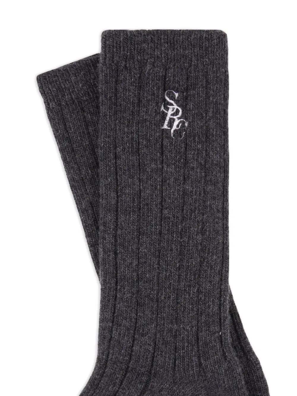 Sporty And Rich Ribbed Socks In Gray