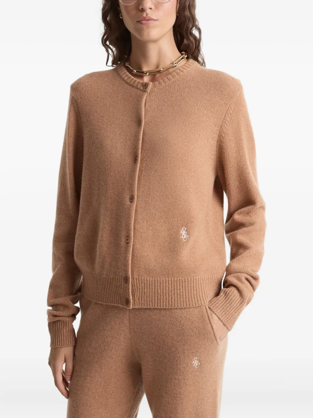 Sporty & Rich Vest met borduurwerk en knoop Bruin