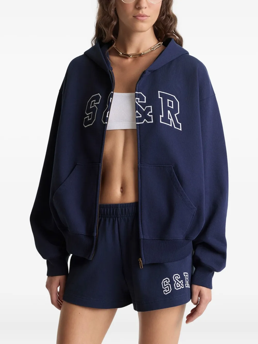 Sporty & Rich Hoodie met rits Blauw