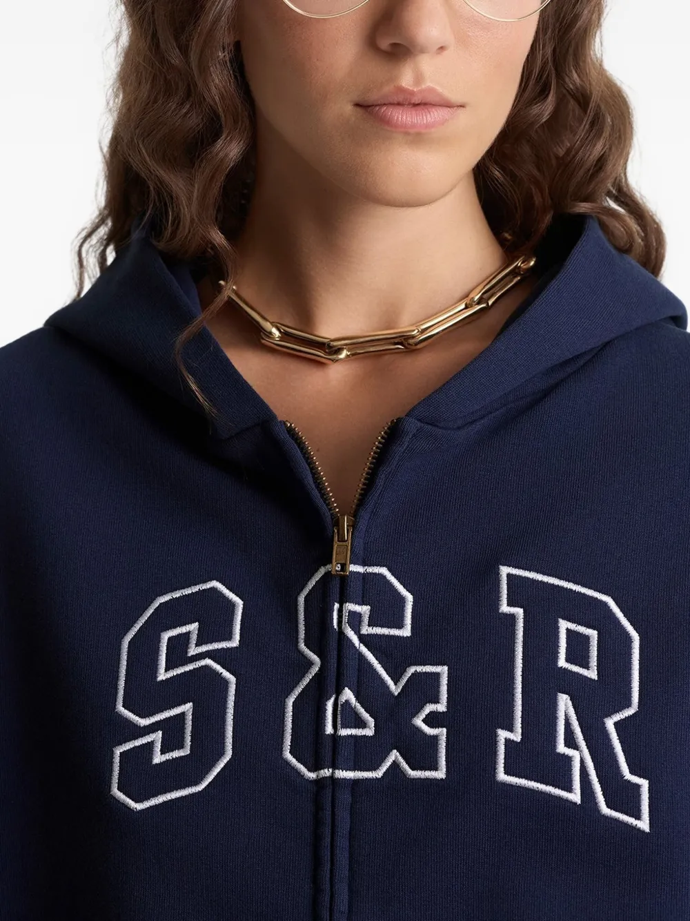 Sporty & Rich Hoodie met rits Blauw