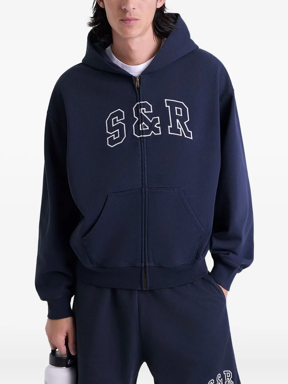 Sporty & Rich Hoodie met rits Blauw