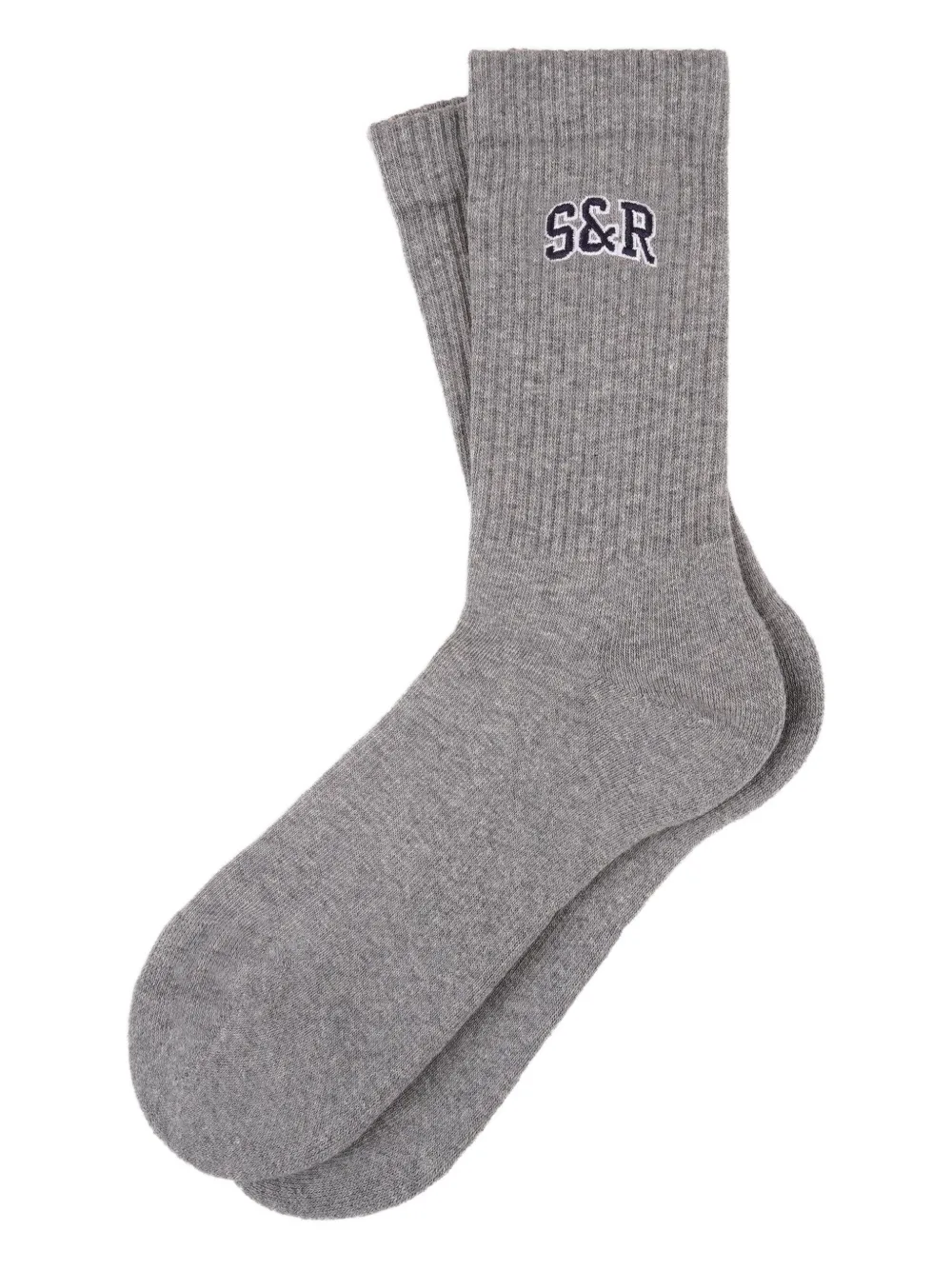 Sporty And Rich Ribbed Embroidered Socks In Gray