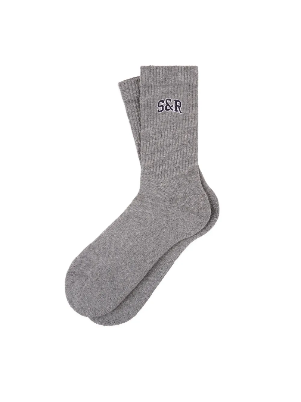 Sporty And Rich Ribbed Embroidered Socks In Gray