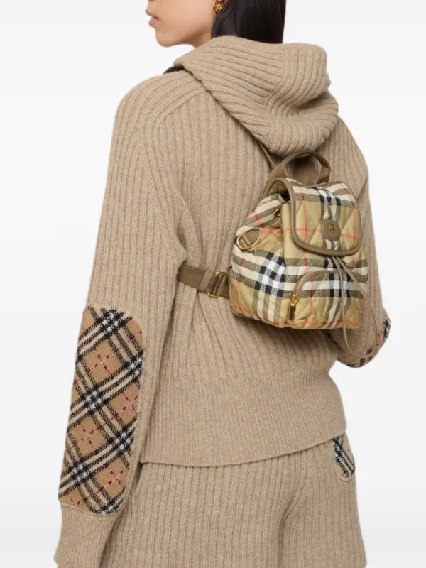 burberry mini check backpack Horseshoe Canvas & Leather  Bluefly The style has a leather base and is appliqud with an embroidered Thomas Bear badge and our logo Burberry London Nova Check Backpack
