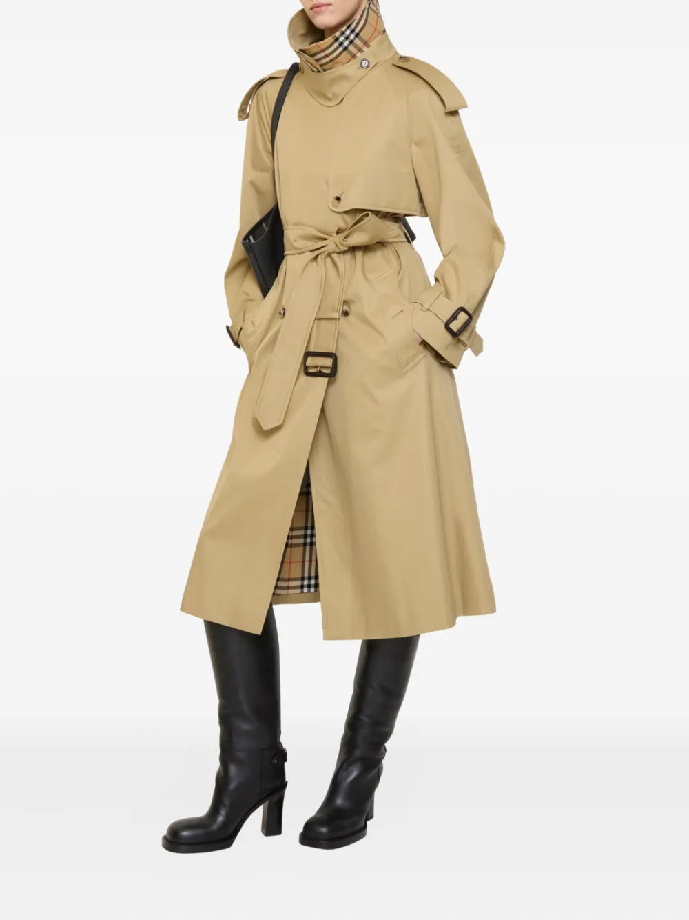 Burberry Fitzrovia Double-breasted Belted Trench Coat In Neutral