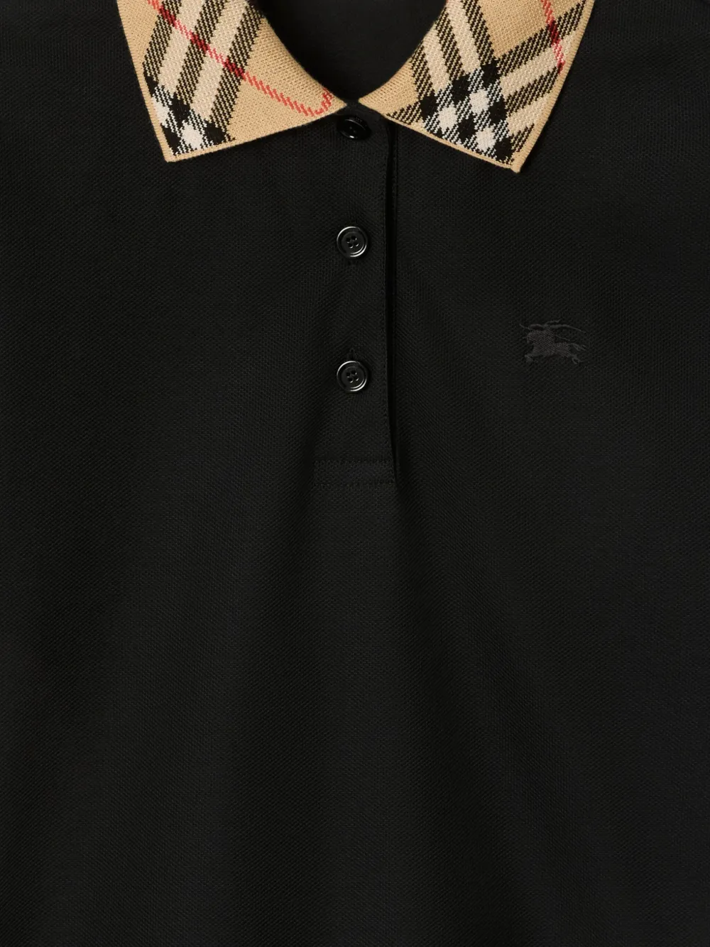 Burberry Checked-collar Cotton Polo Shirt In Black