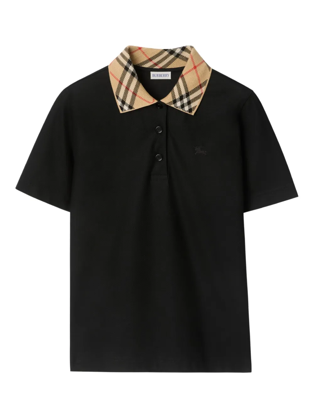 Burberry Checked-collar Cotton Polo Shirt In Black