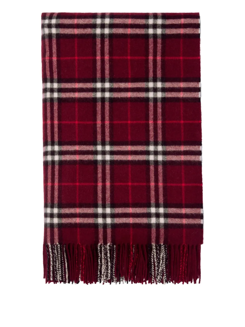 Burberry Checked Fringed Cashmere Blanket (200cm X 140cm) In Red