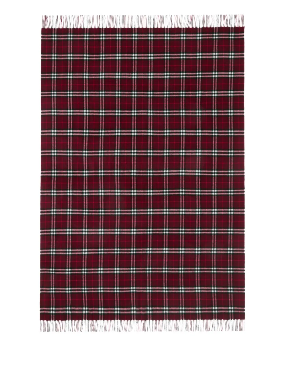 Burberry Checked Fringed Cashmere Blanket (200cm X 140cm) In Red