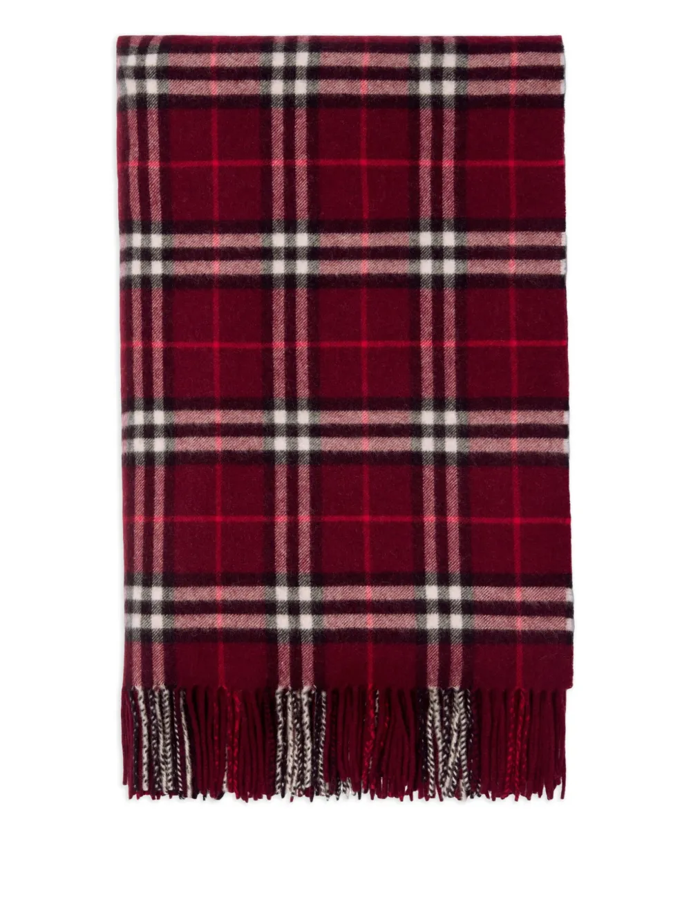 Burberry Geruite kasjmier deken met franje (200 cm x 140 cm) - Rood