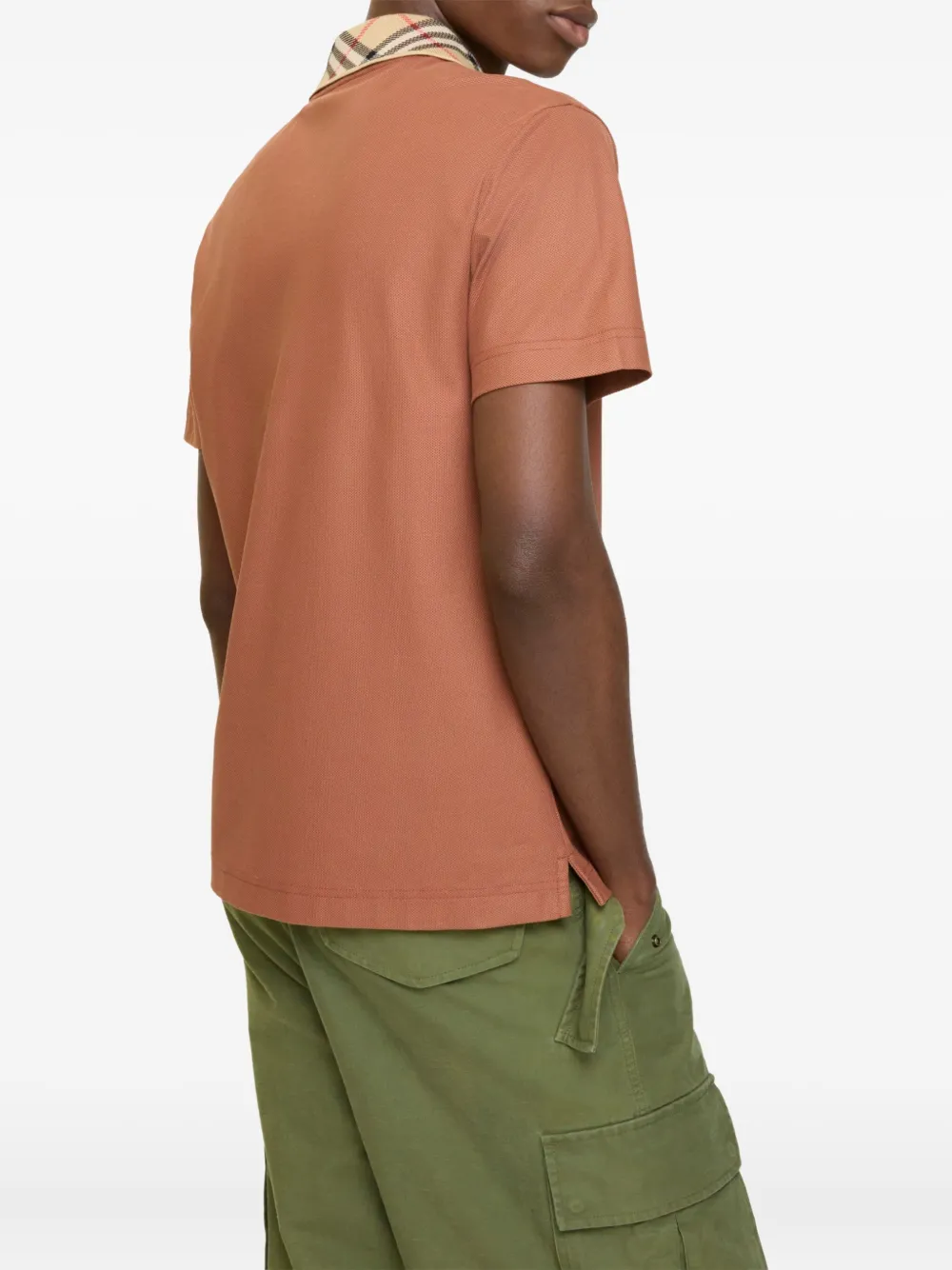 Burberry Katoenen poloshirt met geruite kraag Bruin