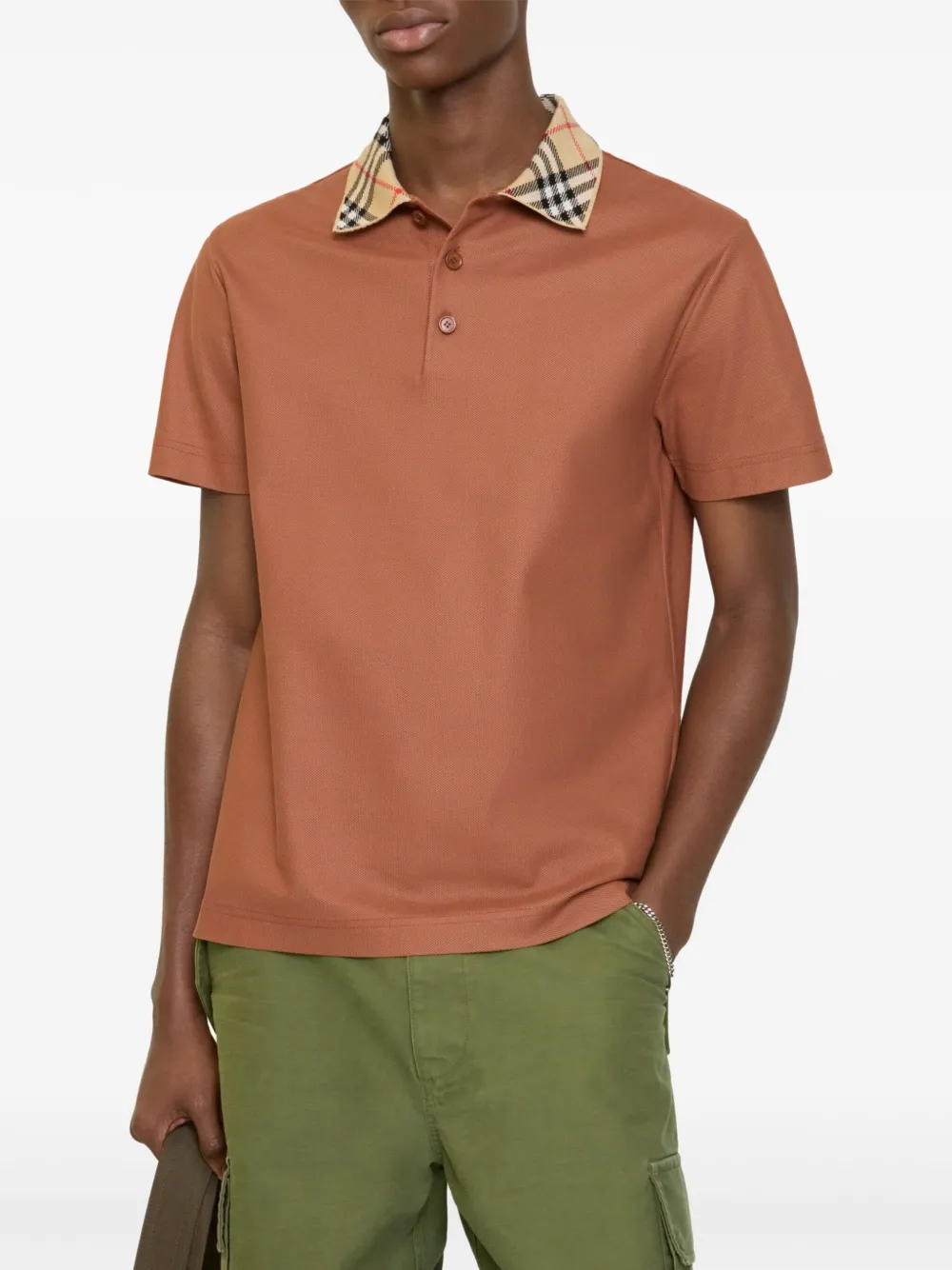 Burberry Katoenen poloshirt met geruite kraag - Bruin