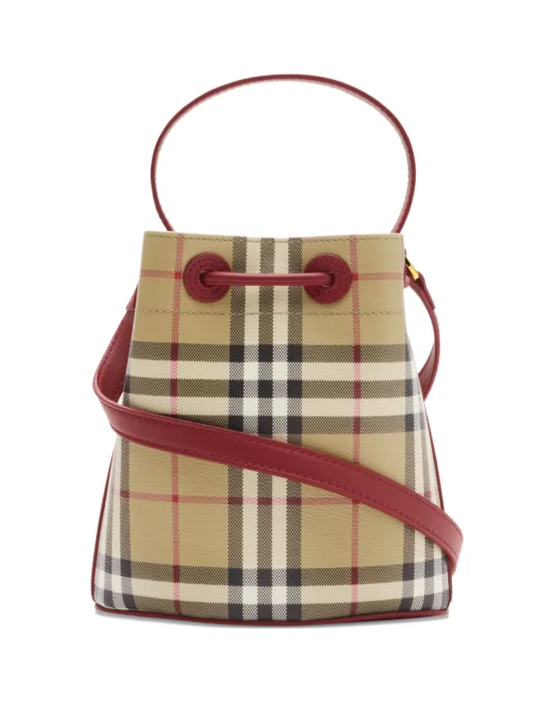 Burberry Mini Check Bucket Bag in Neutrals