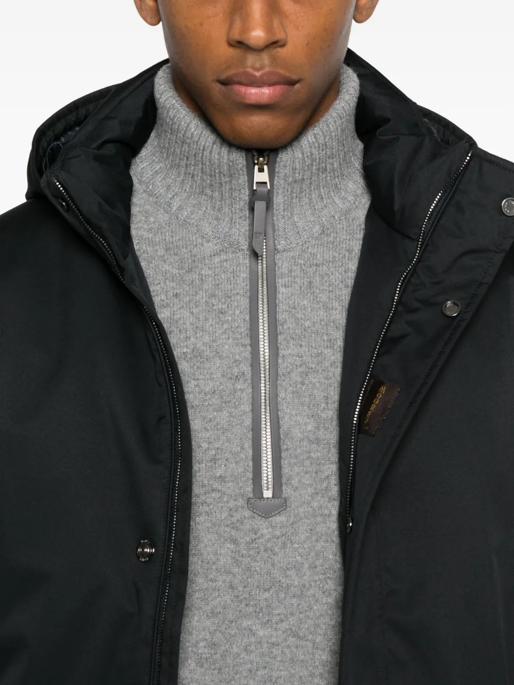 Moorer Vermont Hooded Coat In Blue