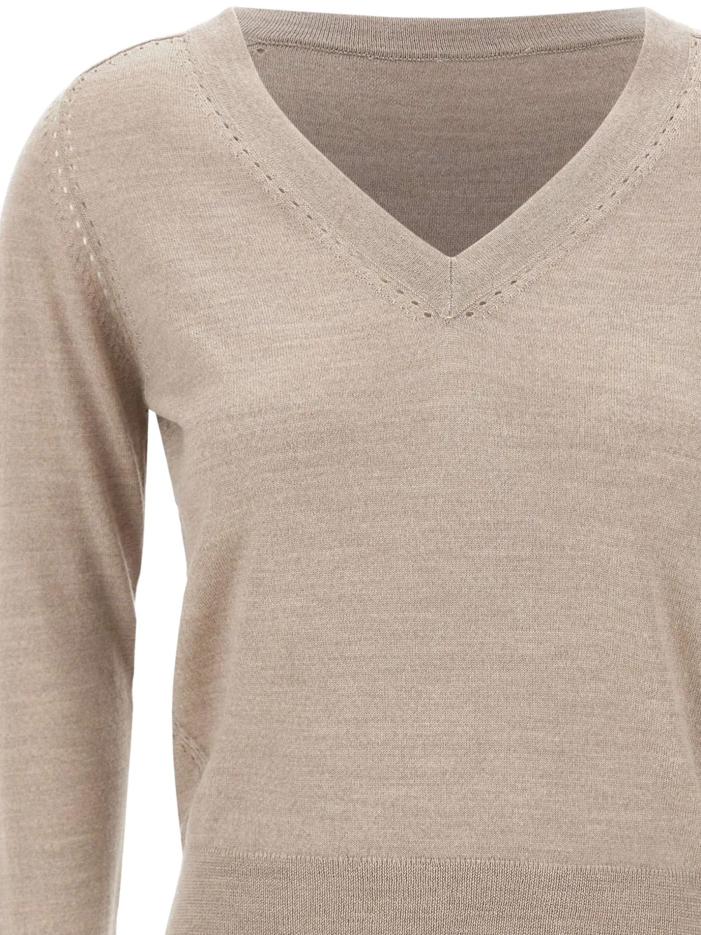 LIU JO Wollen pullover met V-hals Beige