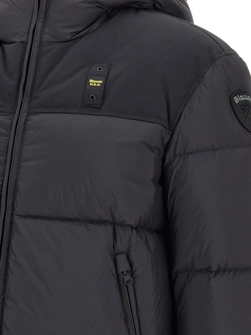 Blauer Gevoerd jack met capuchon Zwart