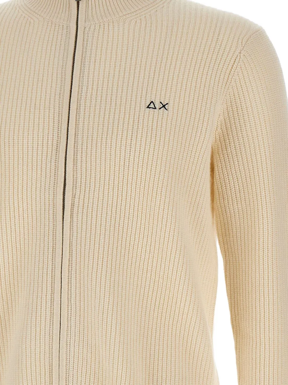 Sun68 Geribbeld vest met rits Wit