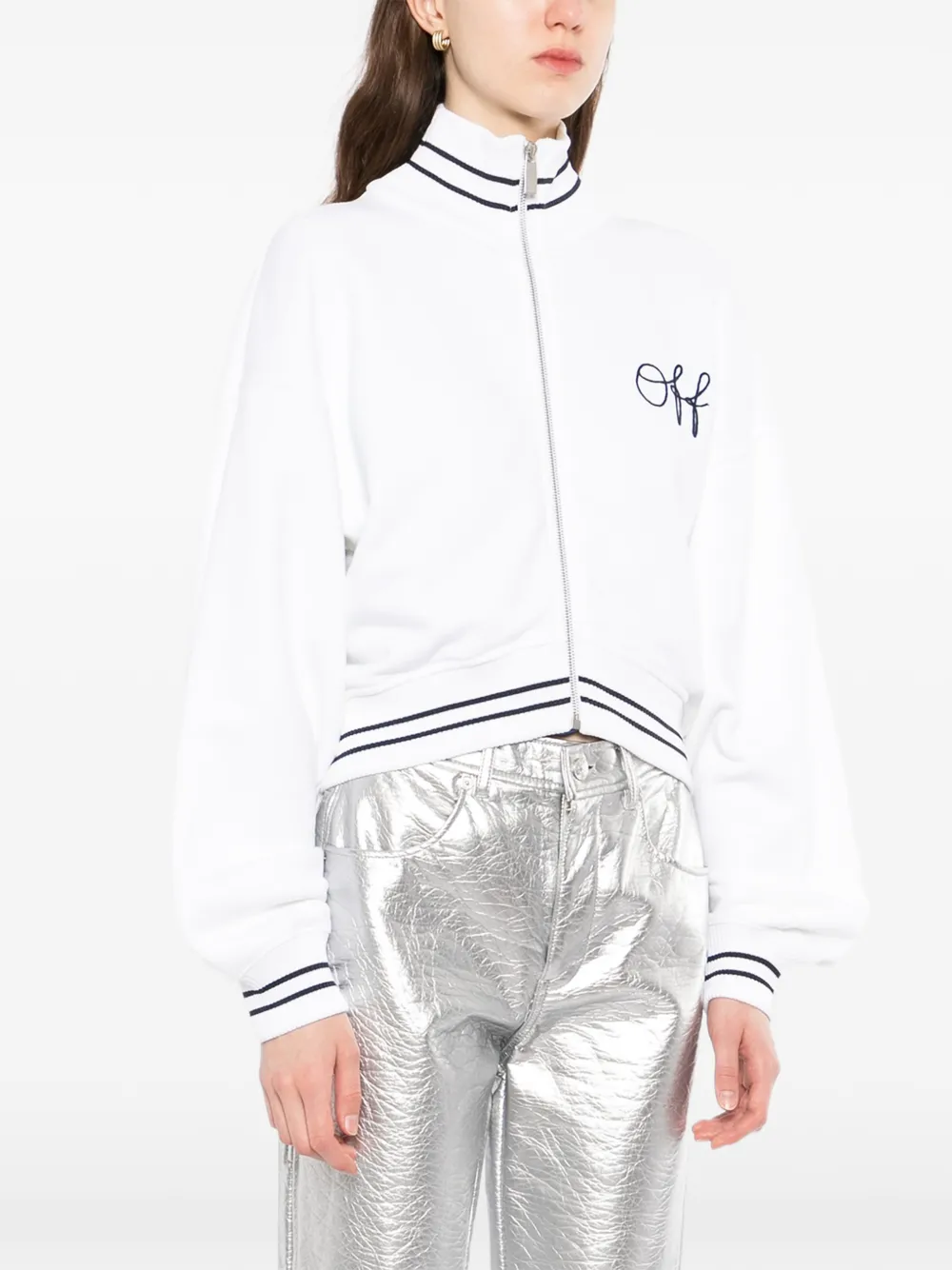 Off-white Logo-embroidered Striped Bomber Jacket 