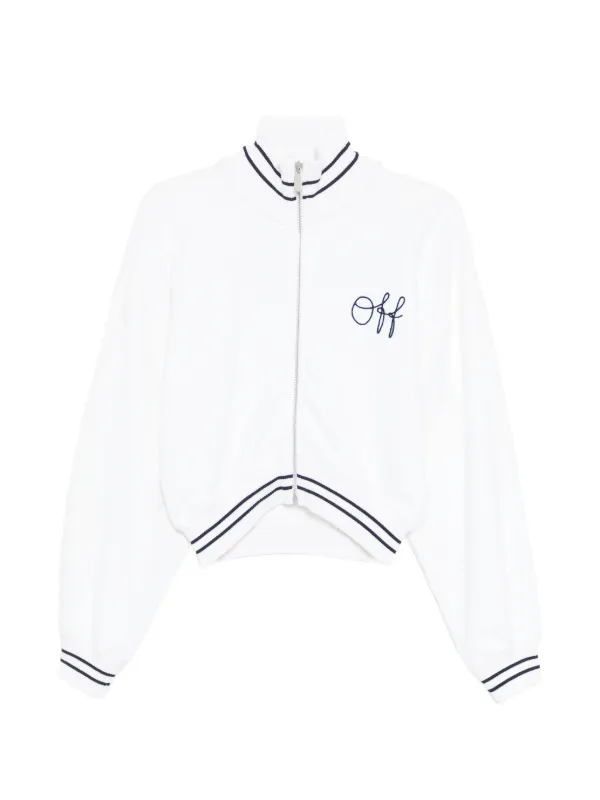 Off-White Logo-embroidered Striped Bomber Jacket in White