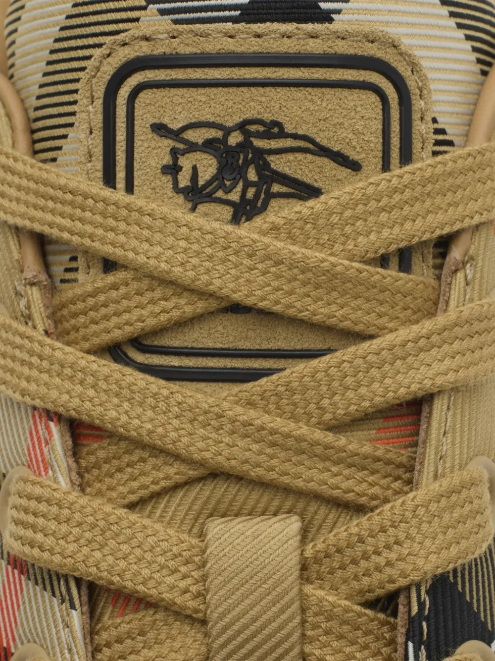 Burberry Set Checked Logo Sneakers In Neutral
