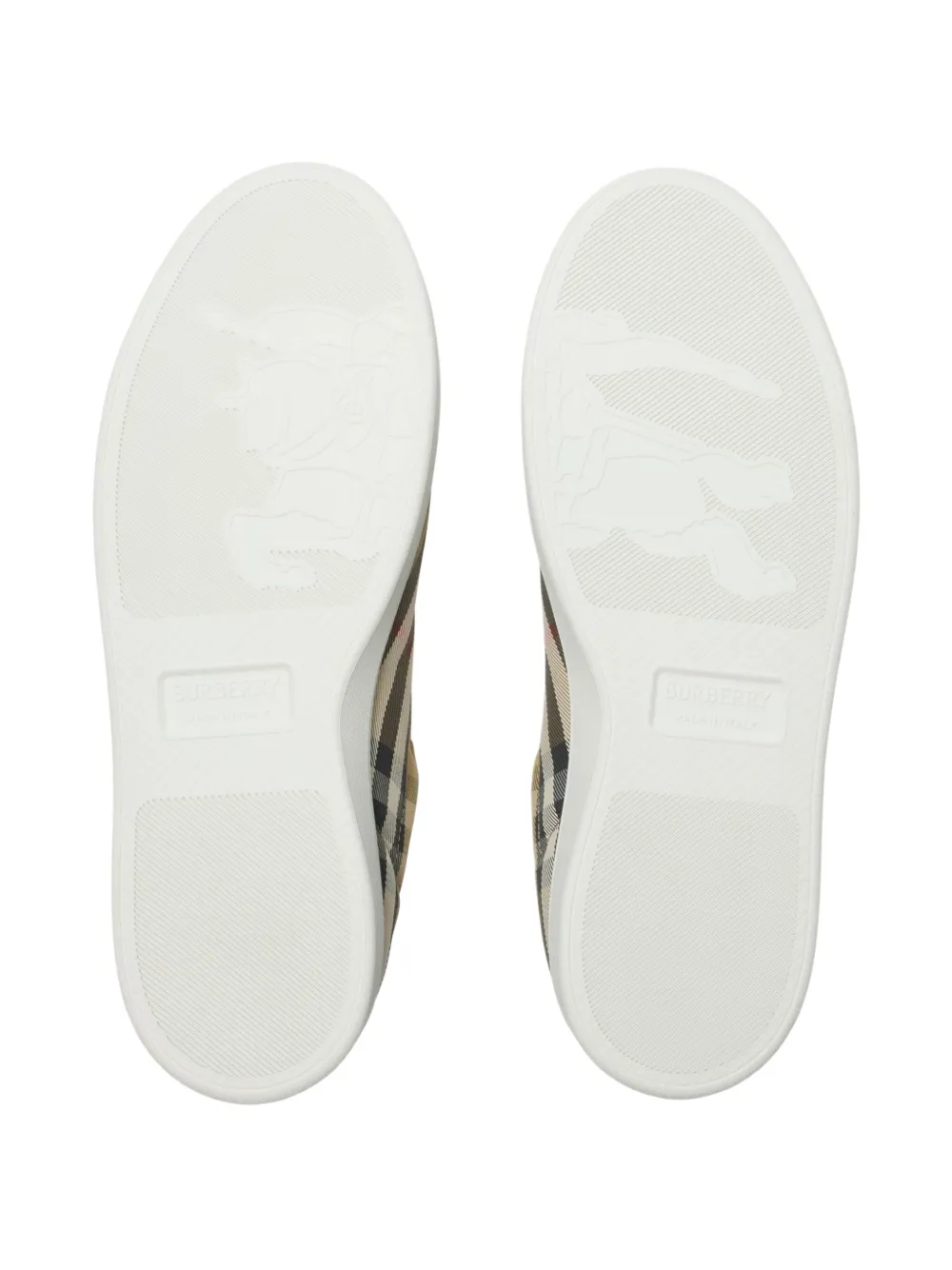 Burberry Set Checked Logo Sneakers In Neutral