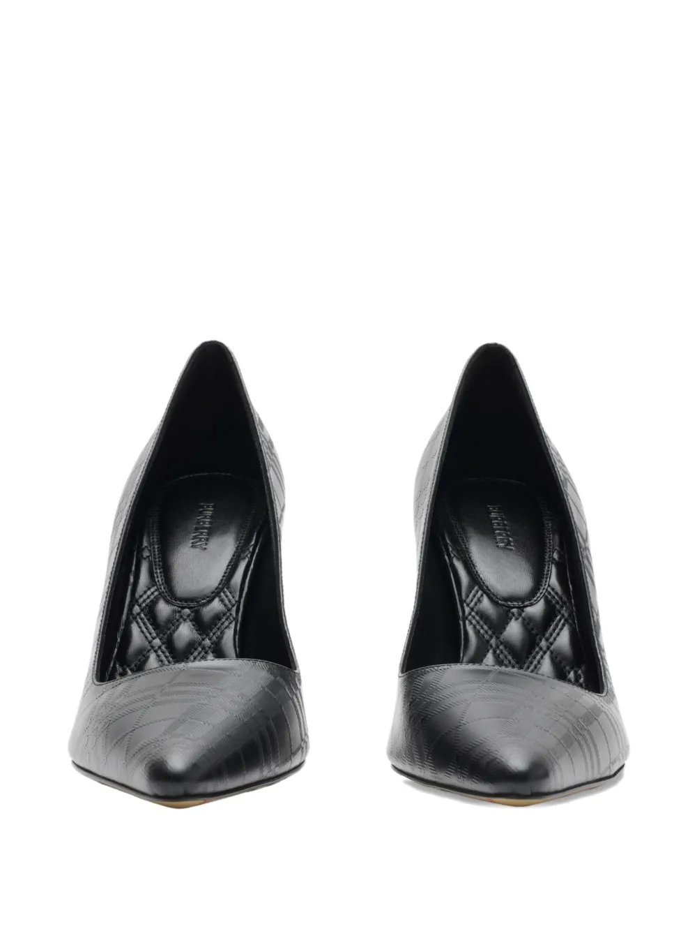 Burberry 90mm Dame Check Embossed Pointed Pumps In Black