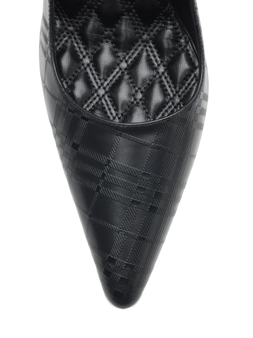Burberry 90mm Dame Check Embossed Pointed Pumps In Black