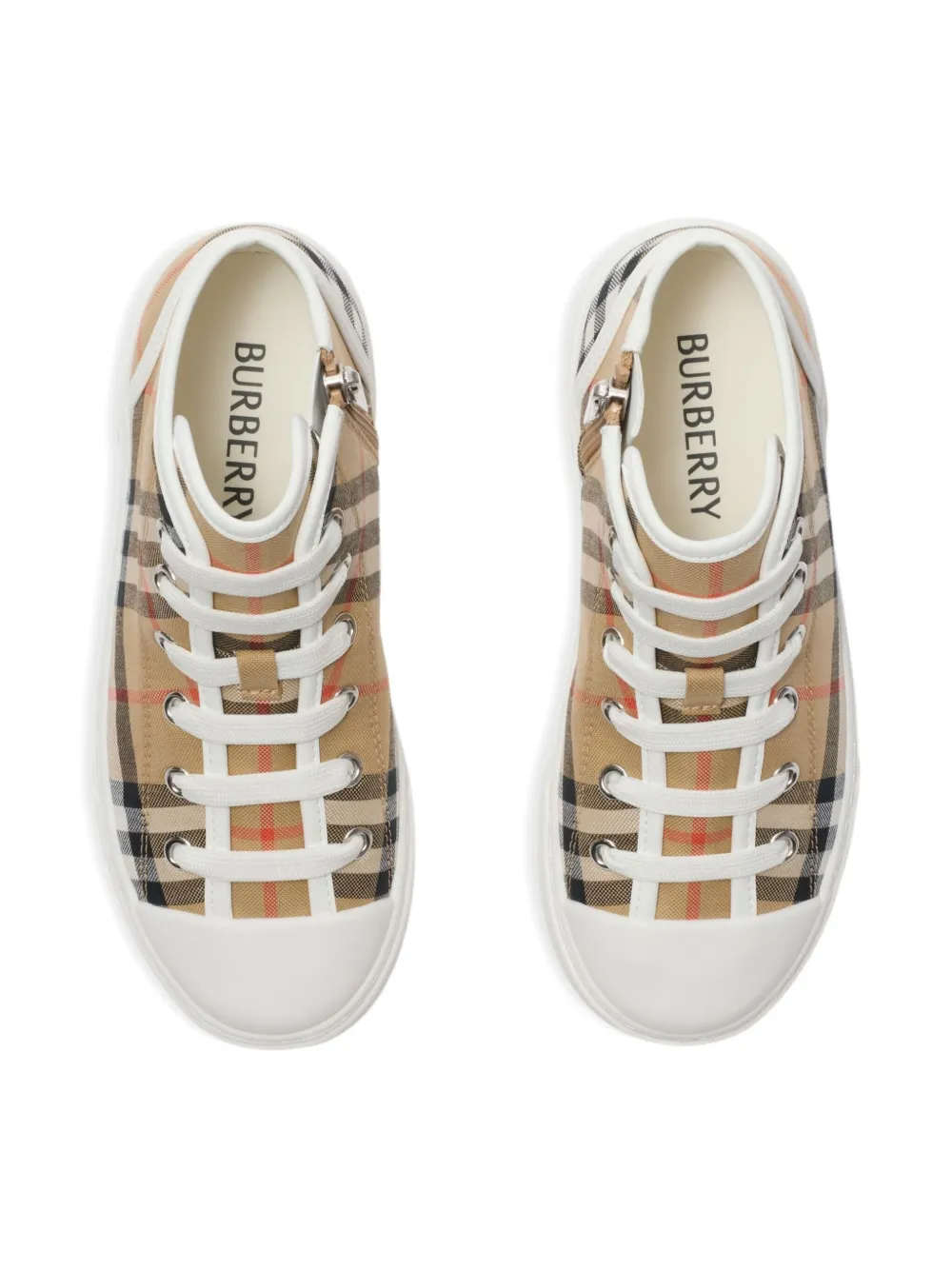 Burberry Kids Geruite high-top sneakers Beige