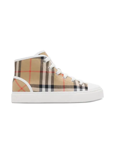 Burberry Kids check hi-top sneakers