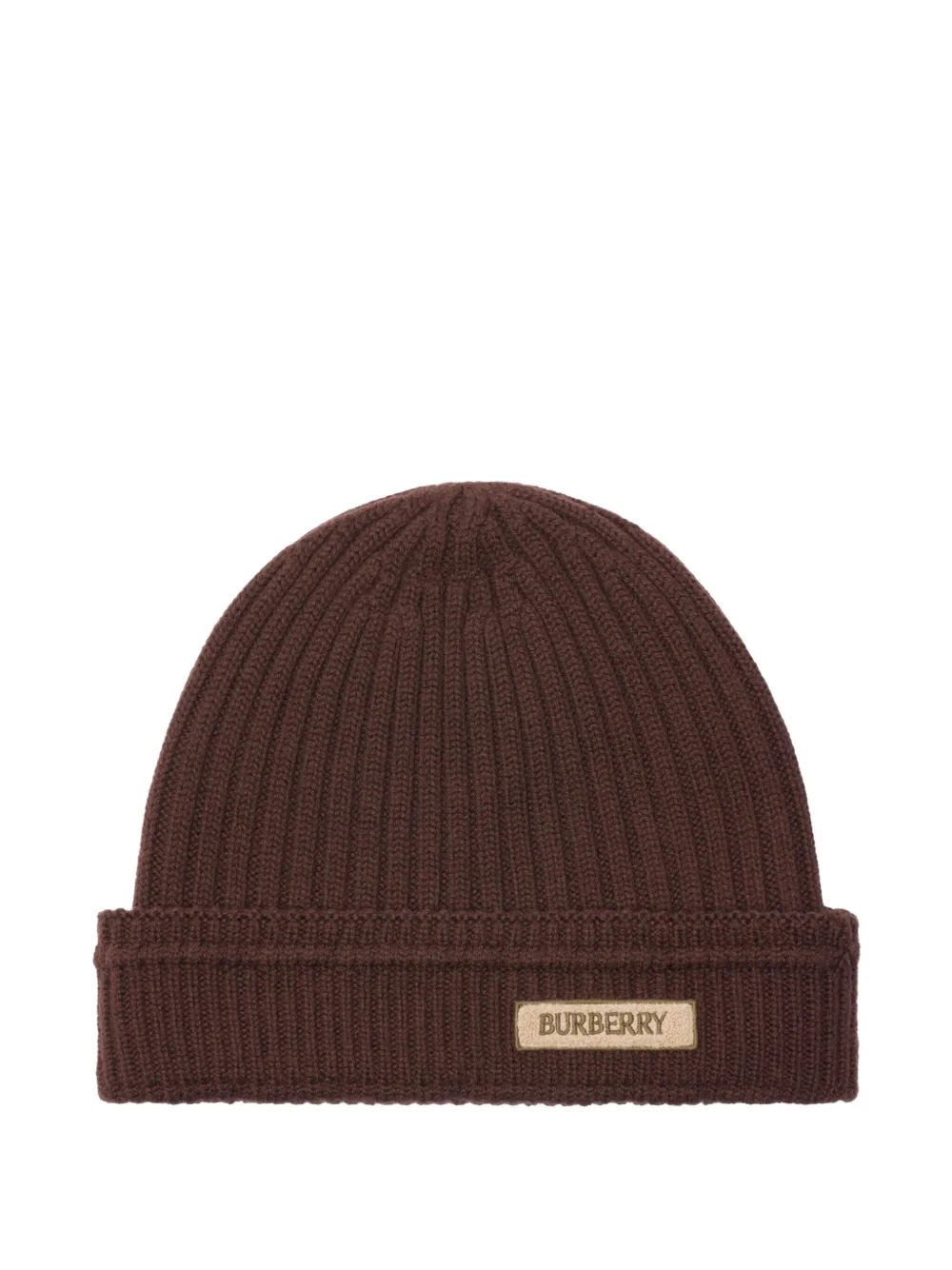 Burberry logo-plaque wool beanie | Brown | Image 1