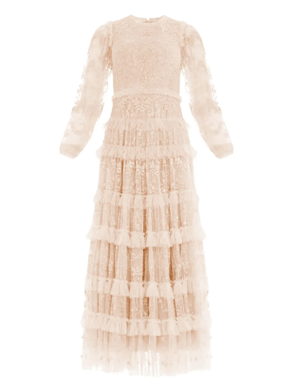 Needle & Thread Blossom laced ruffled midi dress - ニュートラル Needle & Thread Blossom laced ruffled midi dress - ニュートラル
