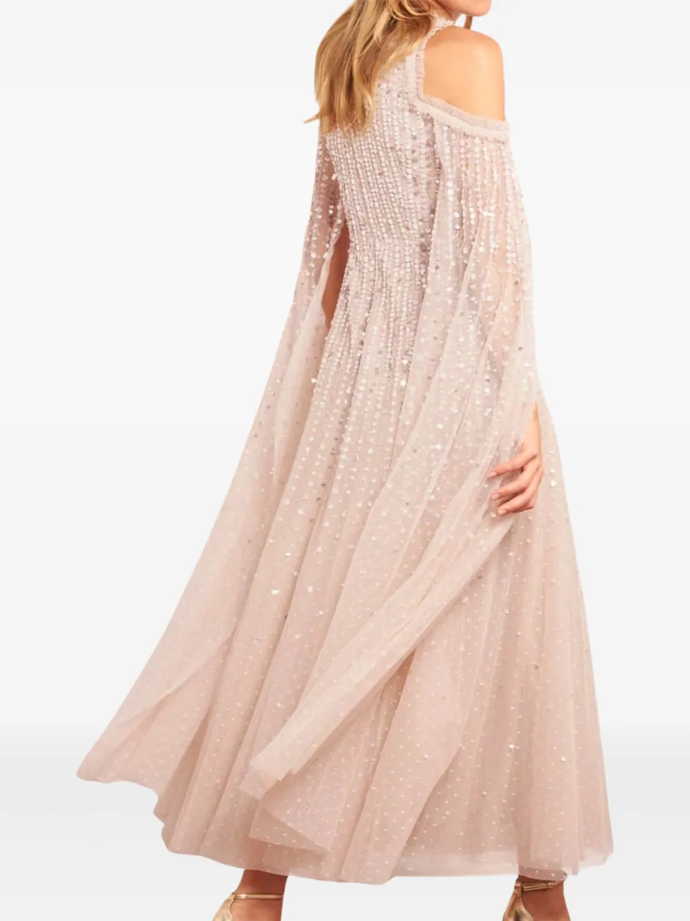 Needle & Thread Midi-jurk verfraaid met pailletten Beige