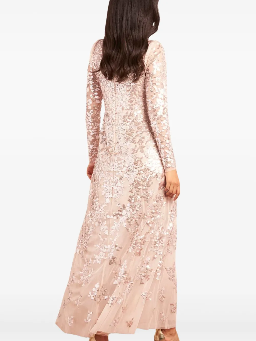 Needle & Thread Rosanna lattice-detail midi dress - Roze