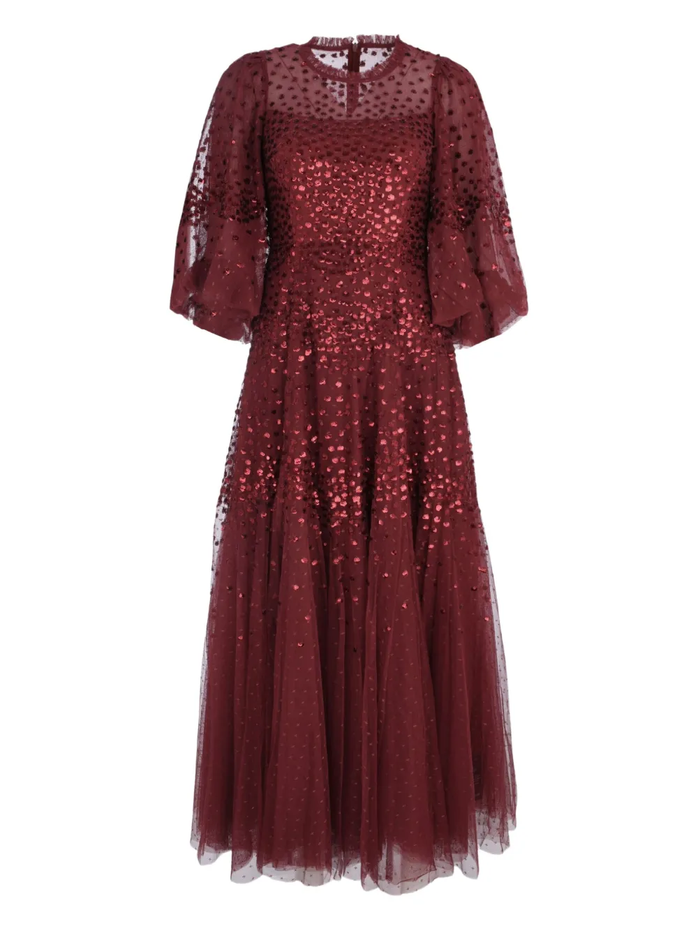 Needle & Thread Scallop sequin-embellishment midi dress - レッド Needle & Thread Scallop sequin-embellishment midi dress - レッド