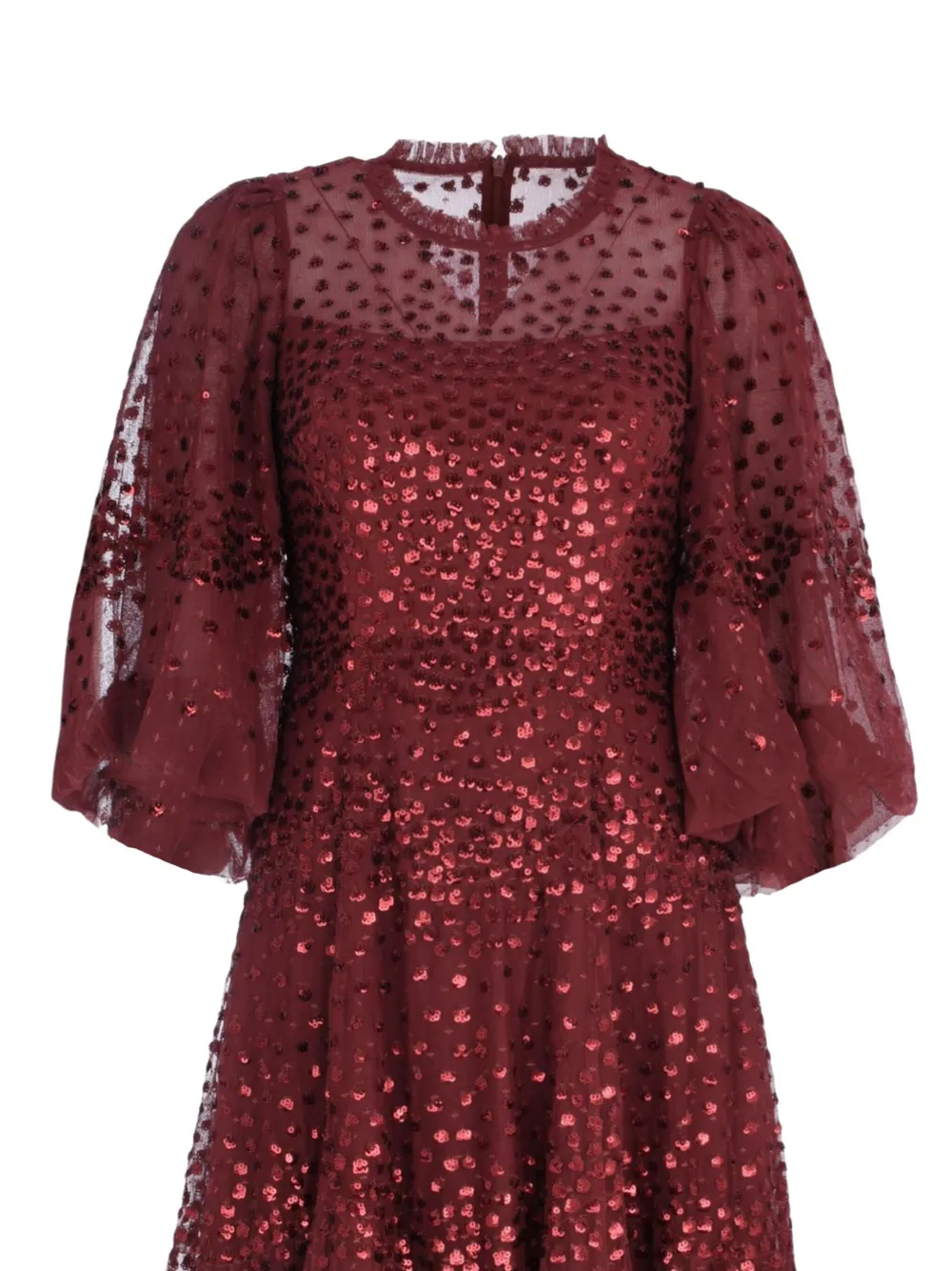 Needle & Thread Scallop Sequin-embellishment Midi Dress In Red