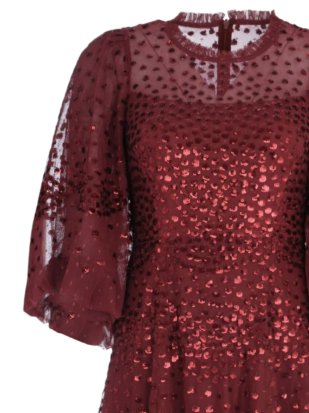 Needle & Thread Gewelfde midi-jurk verfraaid met pailletten Rood