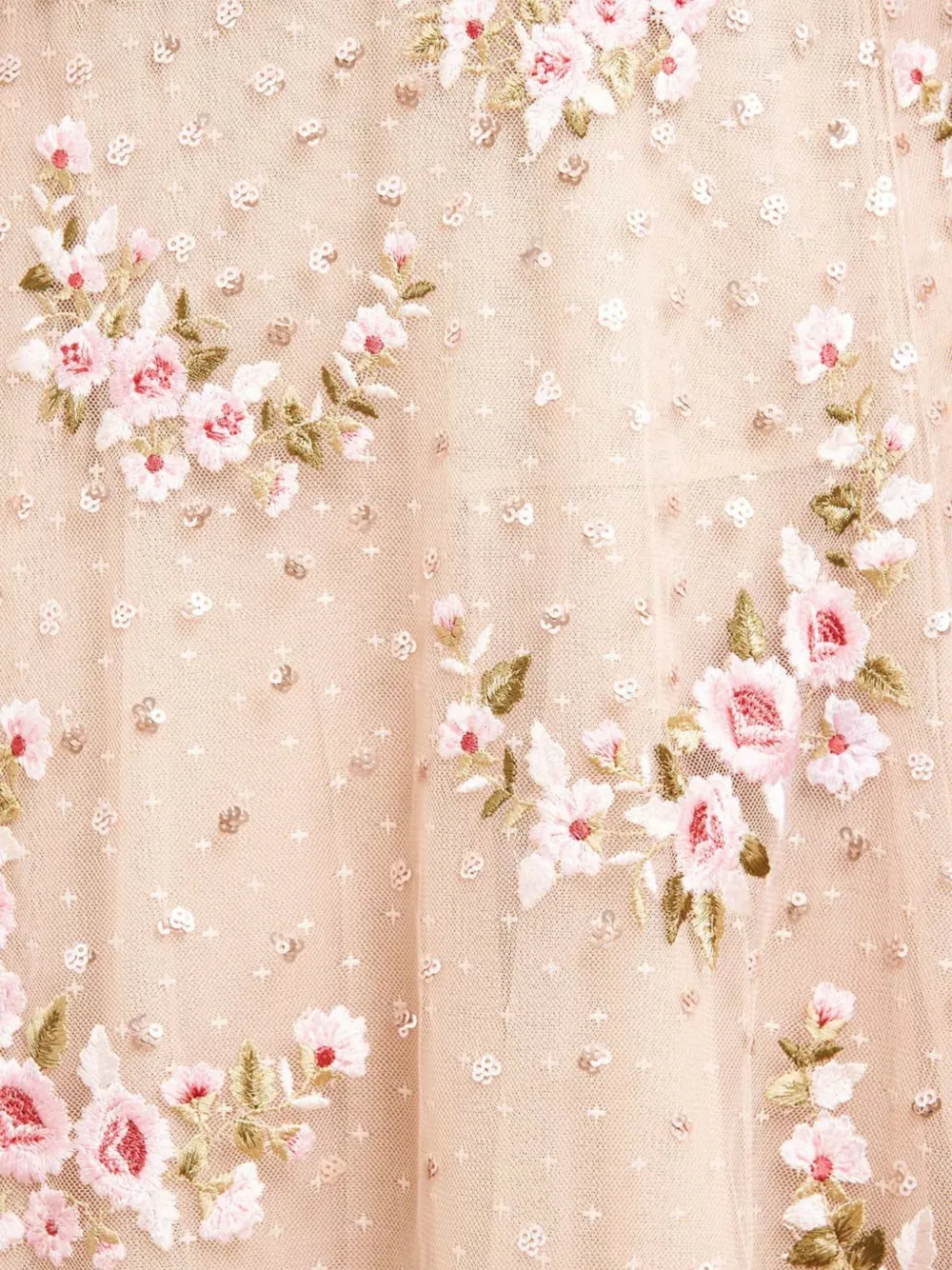 Needle & Thread CRESCENT ROSES midi-jurk met cape Beige