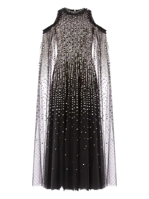 Needle & Thread MOONLIGHT cape-detail midi dress