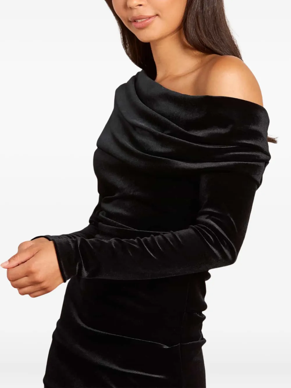 Needle & Thread Nova asymmetrische maxi-jurk Zwart