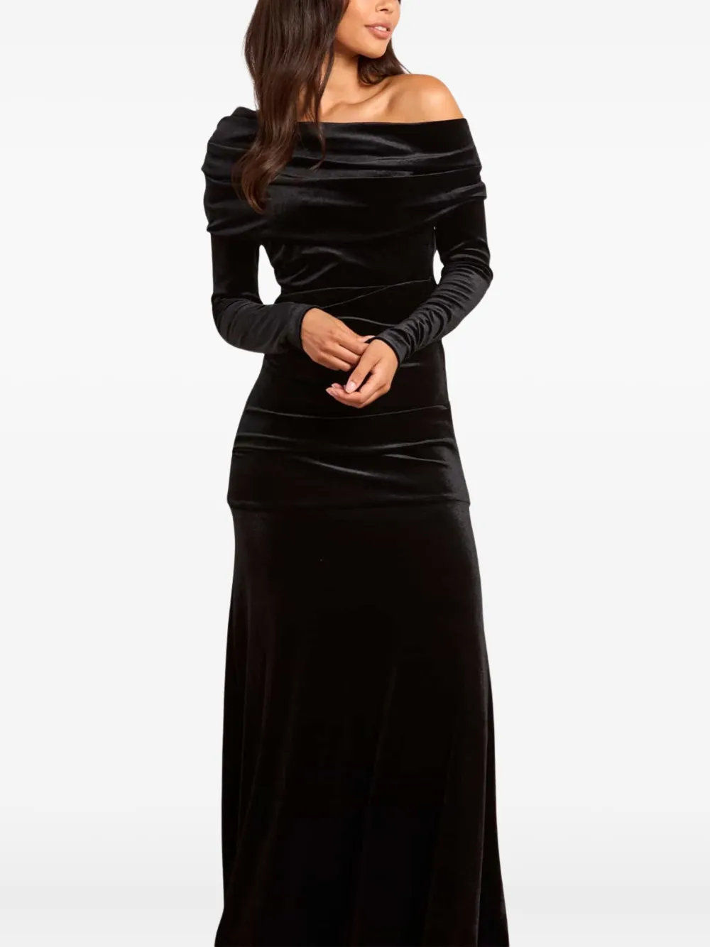 Needle & Thread Nova asymmetrische maxi-jurk Zwart