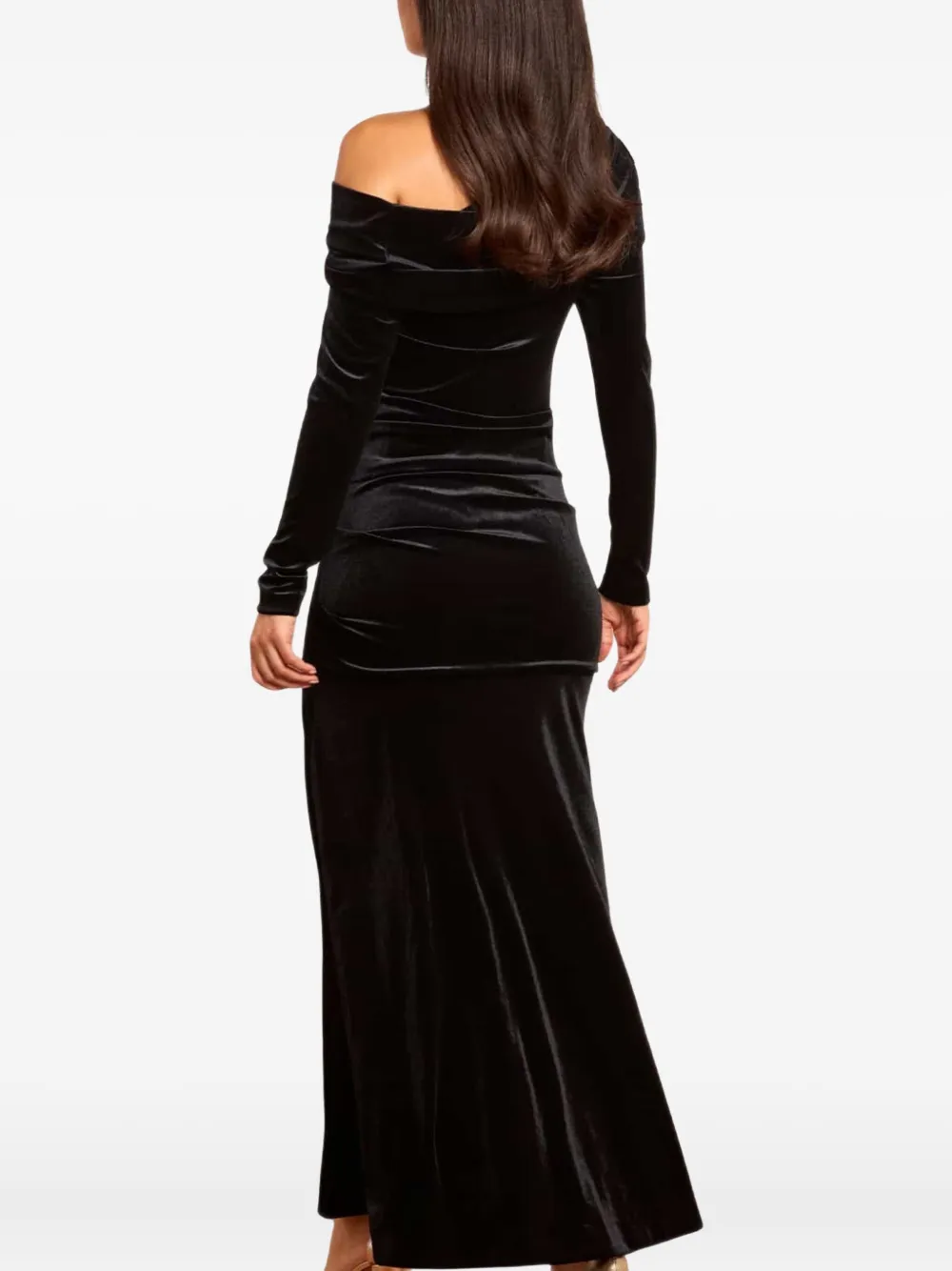 Needle & Thread Nova asymmetrische maxi-jurk Zwart