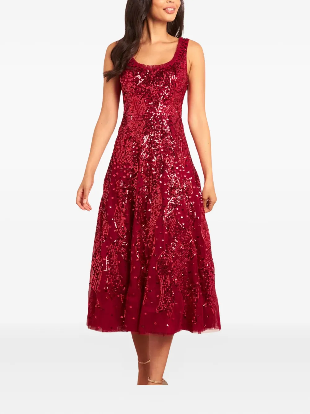 Needle & Thread Sequin-embellishment Midi Dress In Red