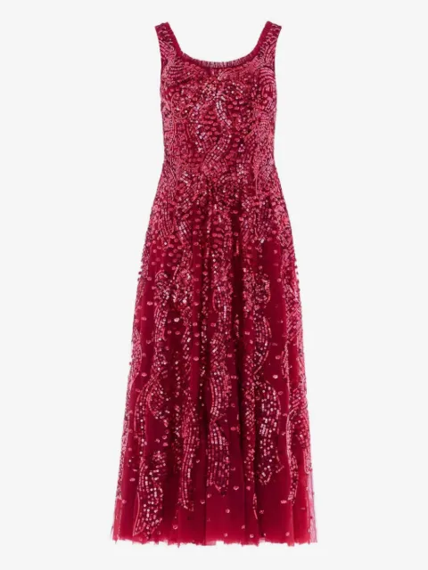 Needle & Thread vestido midi con aplique de lentejuelas