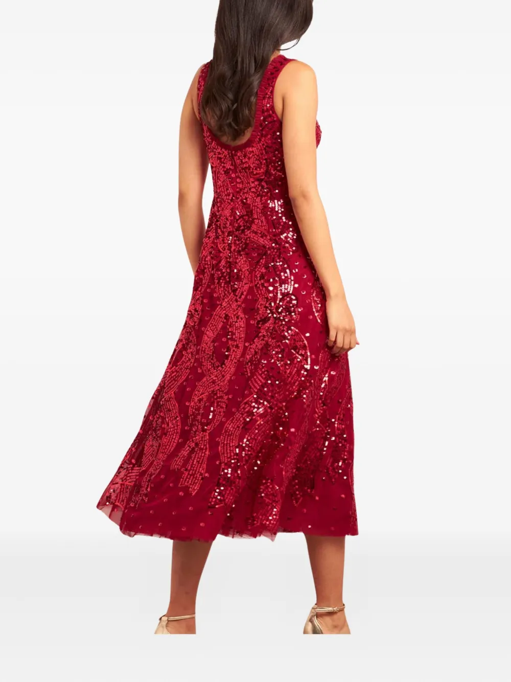 Needle & Thread Sequin-embellishment Midi Dress In Red