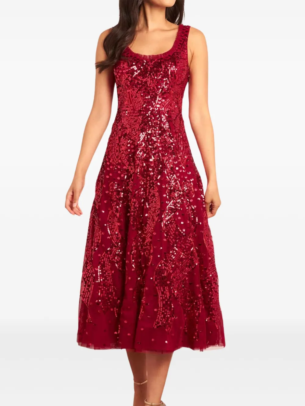 Needle & Thread sequin-embellishment midi dress - Rood