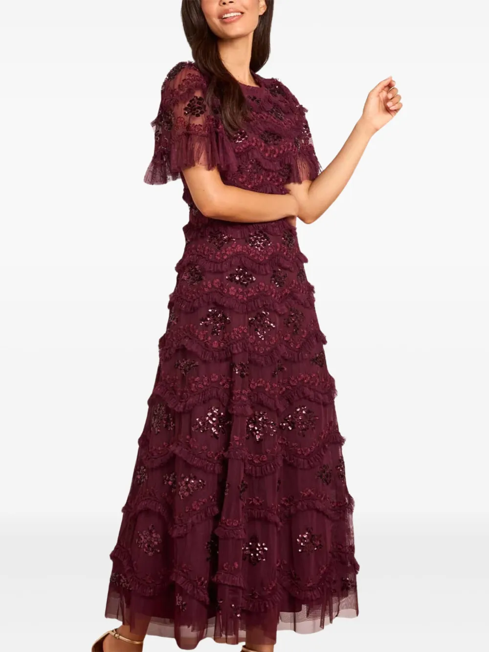 Needle & Thread DAISY ruffled midi dress - Rood