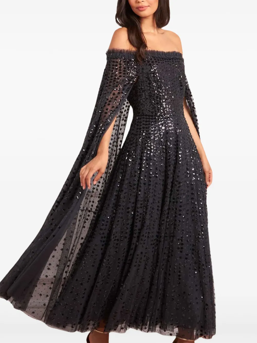 Needle & Thread Raindrop midi-jurk met cape Zwart