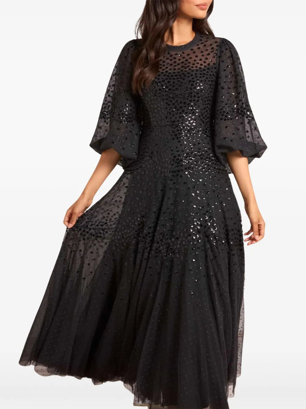 Needle & Thread sequin-embellishment maxi dress - Zwart