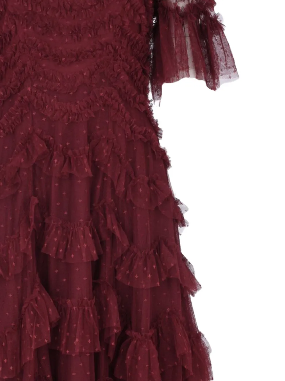 Needle & Thread Aviana maxi-jurk met korte mouwen en ruches Rood