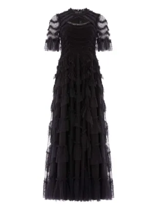 aviana maxi dress The Aviana Maxi Dress Inspired by an Italian nonna's vintage table linens, features charming printed patchworks surrounded by Battenburg lace. With its decorative chiffon rosettes and flounce ruffles at the neckline